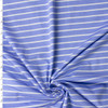 White on Light Blue Horizontal Stripes Designer Cotton Jersey Knit #32057 Fabric By The Yard