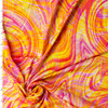 Pink, Orange, and Yellow Layered Swirls Designer Rayon Jersey Knit #32059 Fabric By The Yard