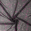 Tan and Purple Stars on Black Silk Chiffon #32066 Fabric By The Yard - Wide shot