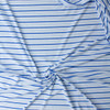 White and Royal on Baby Blue Horizontal Stripe Nylon/Spandex Stretch Terry from ‘Frankies Bikinis’ #32180 Fabric By The Yard - Wide shot
