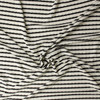 Black on Offwhite Horizontal Stripe Stretch Pucker Knit #32186 Fabric By The Yard - Wide shot