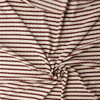 Wine on Offwhite Horizontal Stripe Stretch Pucker Knit #32194 Fabric By The Yard - Wide shot