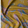 Pink and Blue Paisley on Muted Mustard Japanese Silk/Viscose Twill #32293 Fabric By The Yard