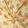 Peach Cabbage Rose Paisley on Soft Yellow Shirtweight Cotton Sateen #32326 Fabric By The Yard - Wide shot