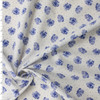 Blue Dots and Flowers on White Rayon Challis #32328 Fabric By The Yard