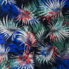 Colorful Layered Fronds on Black Rayon Challis #32329 Fabric By The Yard - Wide shot