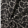White on Black Rose Floral Cotton Eyelet #32397 Fabric By The Yard - Wide shot