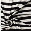 Black and White 1” Horizontal Stripe Rayon/Spandex 6x4 Fashion Rib Knit #32456 Fabric By The Yard