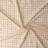Coral, Olive, and White Plaid Poly/Rayon Seersucker #32528 Fabric By The Yard - Wide shot