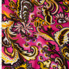 Black and Yellow Scrollwork on Hot Pink Cotton Gauze #32567 Fabric By The Yard