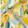 Sky, Gold, and Olive Painterly Scrollwork Italian Linen/Cotton #32620 Fabric By The Yard