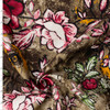 Grunge Wine, Gold, and Brown Floral Japanese Linen #32622 Fabric By The Yard