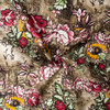 Grunge Wine, Gold, and Brown Floral Japanese Linen #32622 Fabric By The Yard - Wide shot