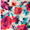 Rose Floral Border Print on Offwhite Japanese Cotton Sateen #32736 Fabric By The Yard
