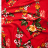 Coral and Mustard Floral on Bright Red Double Brushed Poly Spandex Fabric By The Yard