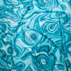 Turquoise Paint Swirl Dot Glossed Poly Knit Fabric By The Yard - Wide shot