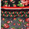 Grey and Coral Floral Boho Stripe Double Brushed Poly Spandex Print Fabric By The Yard