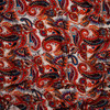 Orange, Wine, Turquoise, and Black Paisley Print on Ivory Rayon Challis Fabric By The Yard - Wide shot