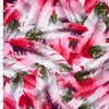 Pink, White, Olive, and Plum Feathers Liverpool Knit Fabric By The Yard
