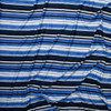 Black, Blues, and White Denim Look Barcode Stripe Double Brushed Poly Spandex Knit Fabric By The Yard - Wide shot
