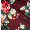 Red, Yellow, and Green Roses on Wine Double Brushed Poly Spandex Knit Fabric By The Yard
