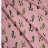 Green Cactus on Pink Double Brushed Poly/Spandex Knit Fabric By The Yard