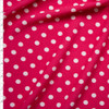 White on Hot Pink Polka Dot Crepe-Like Liverpool Knit Fabric By The Yard