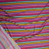 Hot Pink, Purple, Orange, and Teal Banded Stripe French Terry Fabric By The Yard - Wide shot