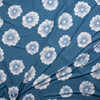 White Flowers on Slate Blue Double Brushed Poly/Spandex Fabric By The Yard - Wide shot