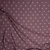 Grey Polka Dots on Wine Heather Poly/Rayon French Terry Fabric By The Yard - Wide shot