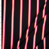 Neon Pink, White, and Orange Stripe on Black Double Brushed Poly Fabric By The Yard