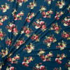 Wine and Yellow Floral on Teal Double Brushed Poly  Fabric By The Yard - Wide shot
