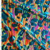 Metallic Teal Leopard on Neon Yellow, Orange, and Pink Zebra Nylon/Spandex Fabric By The Yard
