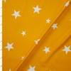 White on Mustard Stars Double Brushed Poly Spandex Knit Fabric By The Yard