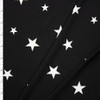 White on Black Stars Double Brushed Poly Spandex Knit Fabric By The Yard