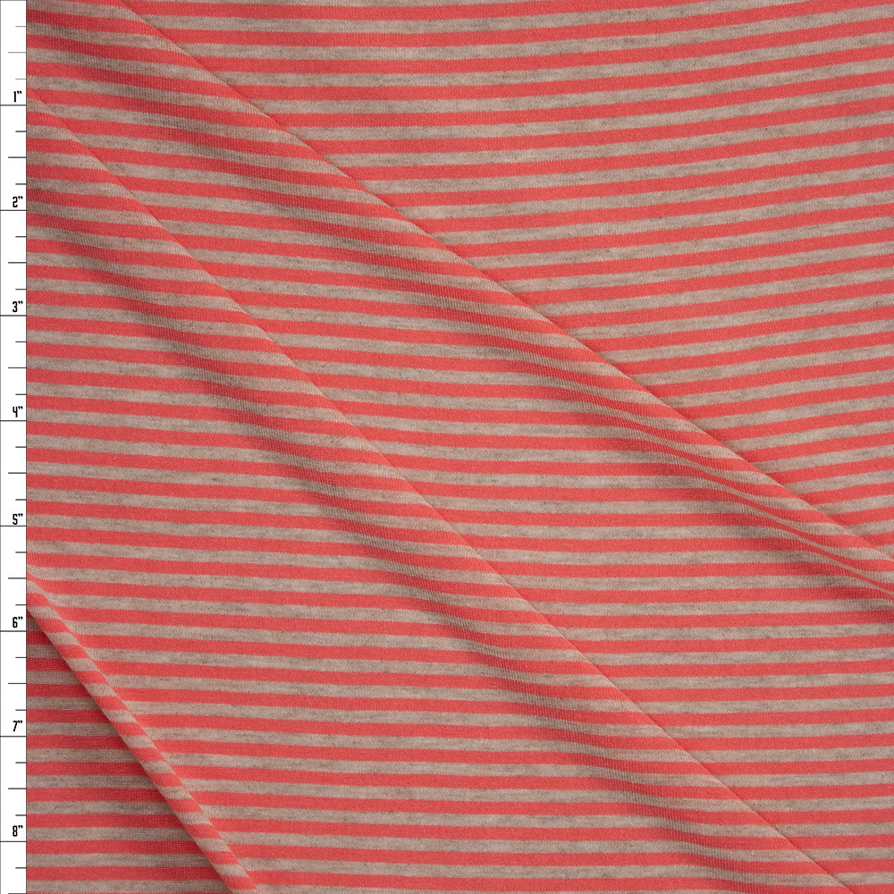 Cali Fabrics Neon Yellow and Light Grey 1/4” Stripe Rayon Jersey Fabric