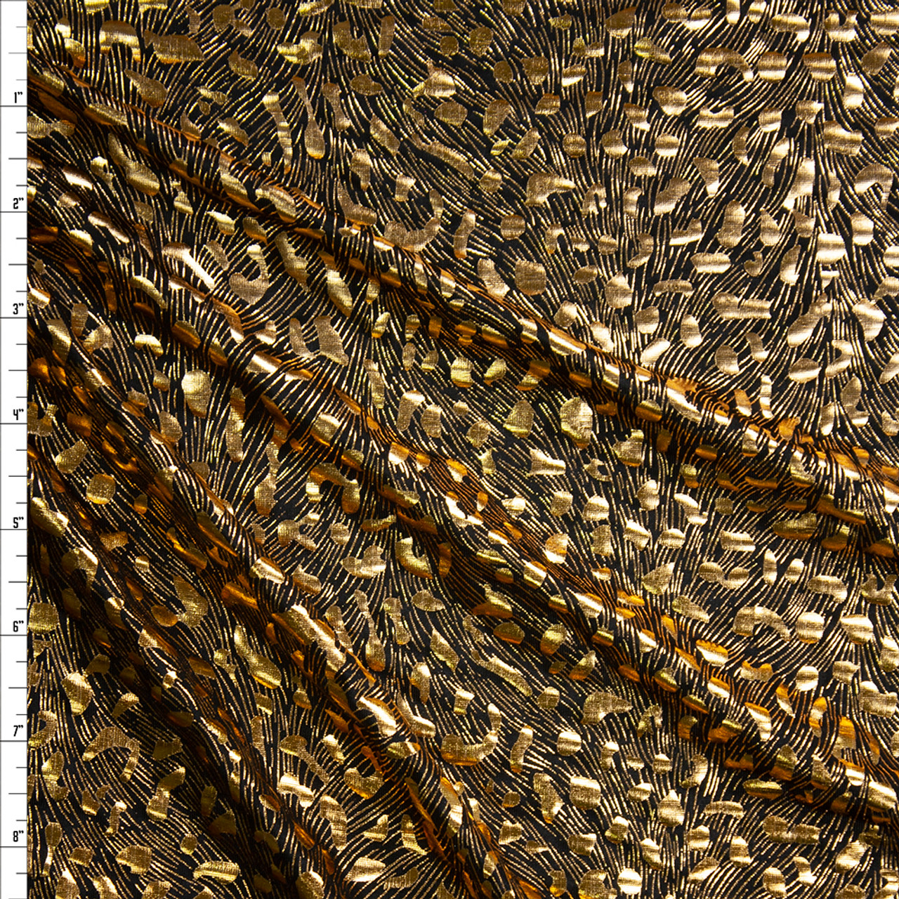 Cali Fabrics Metallic Gold Chain on Black Stretch Poly/Spandex Knit ...