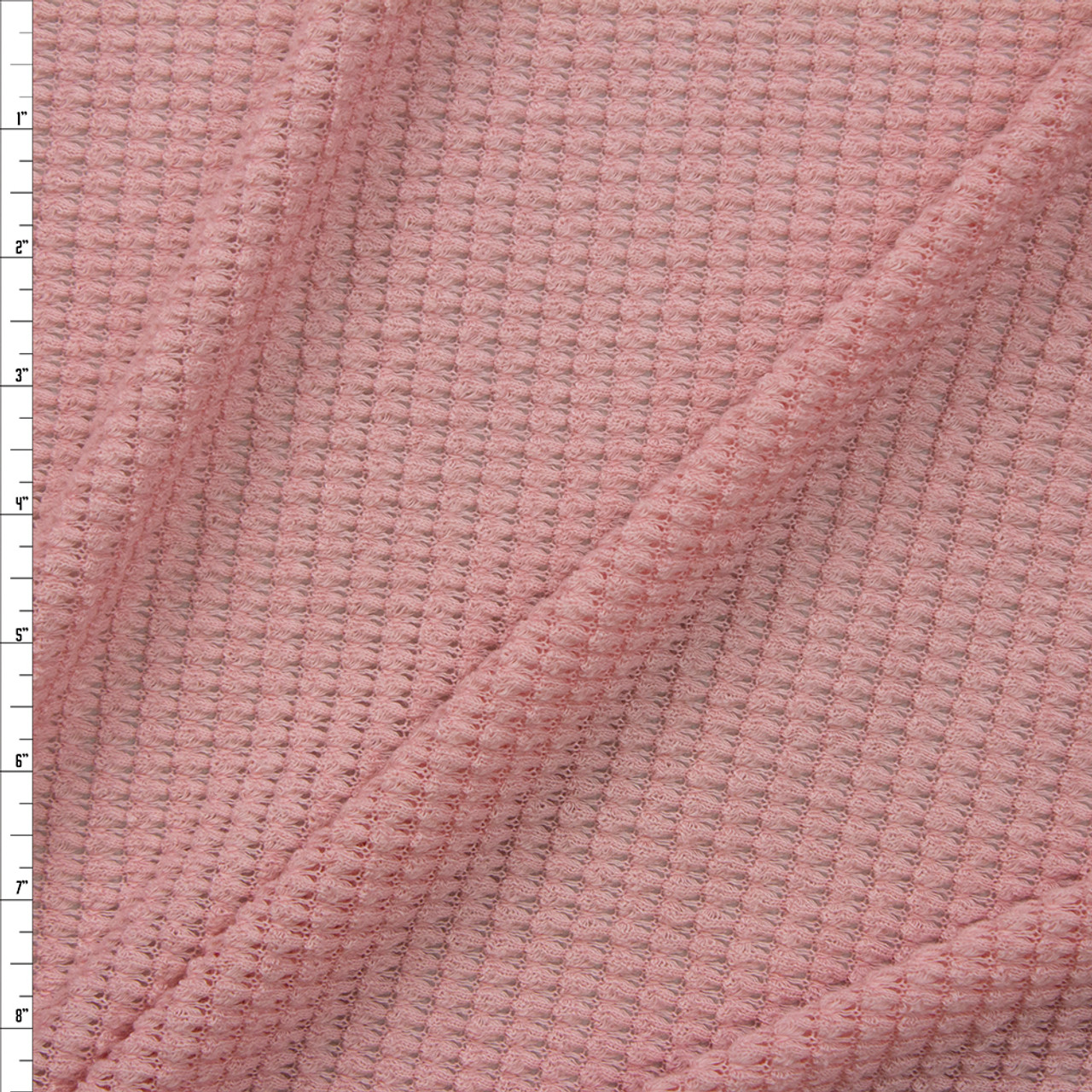 Cali Fabrics Light Rose Chunky Waffle Knit Fabric by the Yard