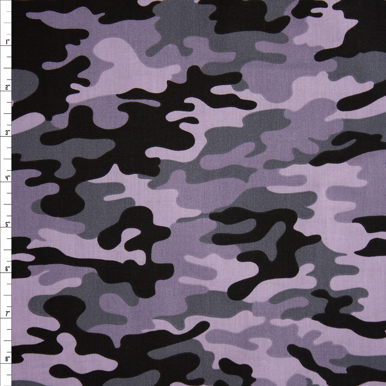 Lavender, Black, and Grey Camouflage Quilter's Cotton Print