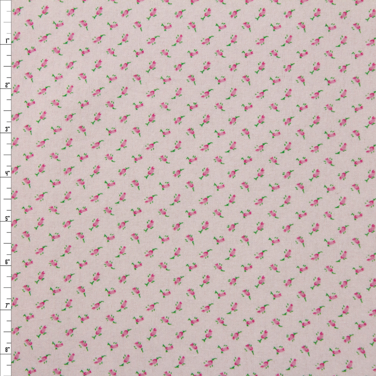 Cali Fabrics Pink on Pink Floral Double Nap Cotton Flannel Fabric
