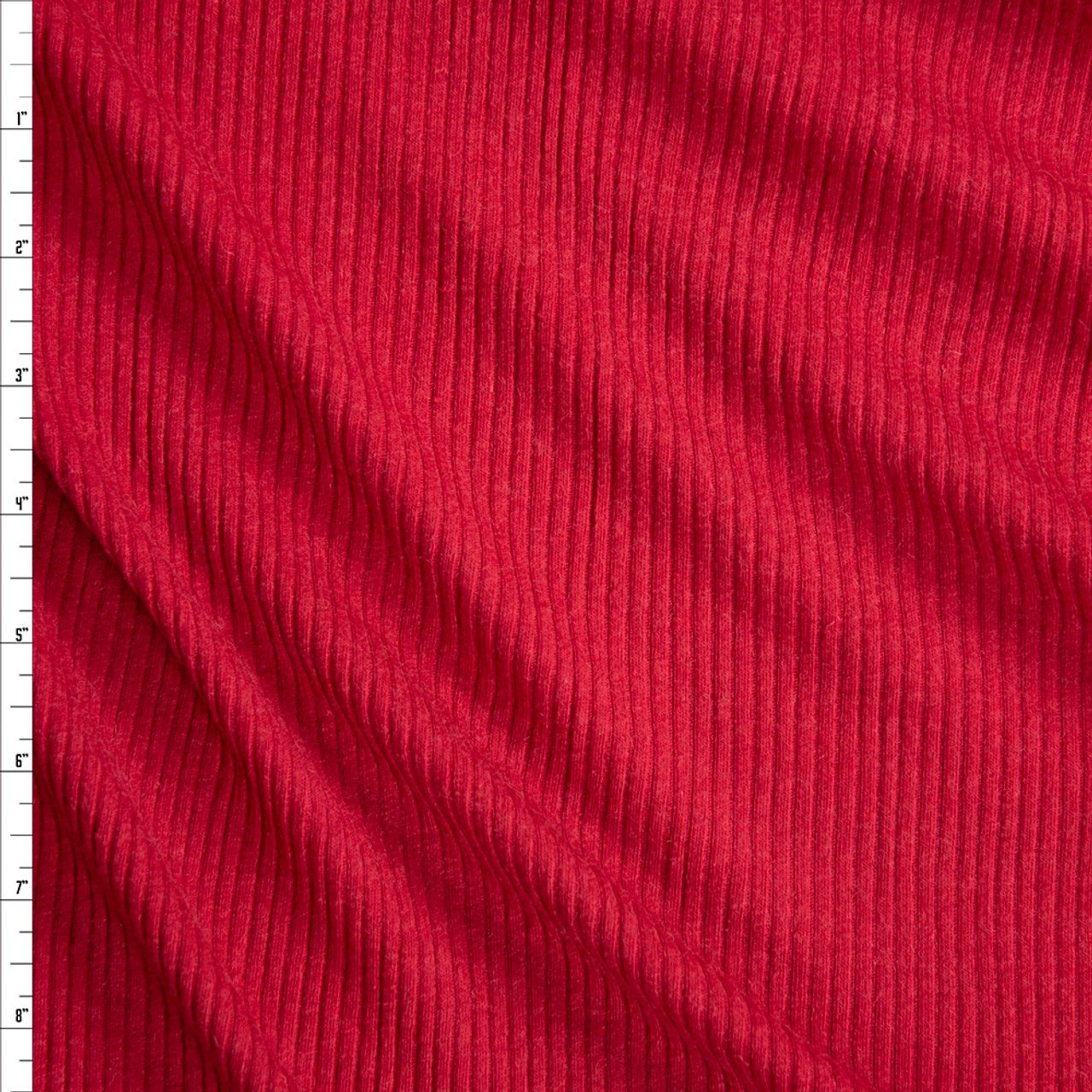 Cali Fabrics Red Soft Stretch Rib Knit Fabric by the Yard