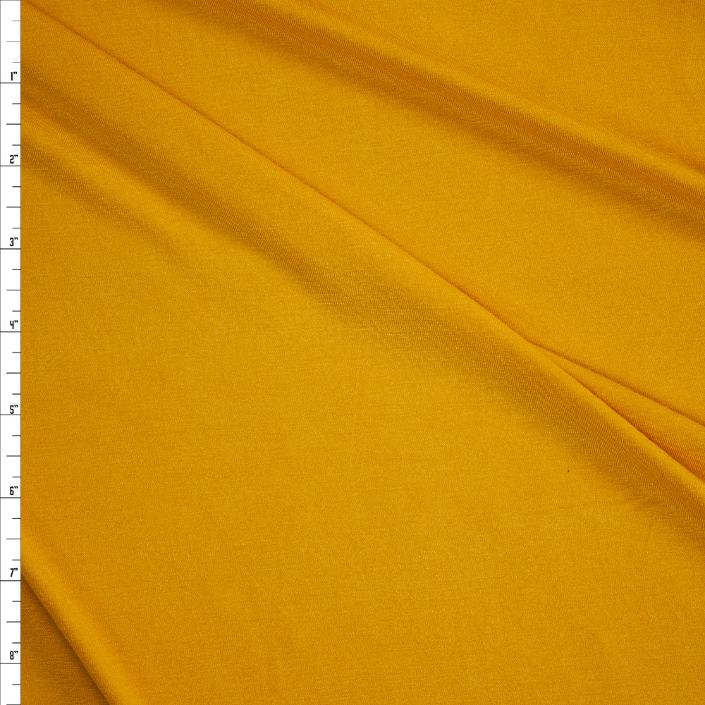 Cali Fabrics Mustard Midweight Stretch Rayon Jersey Fabric by the Yard