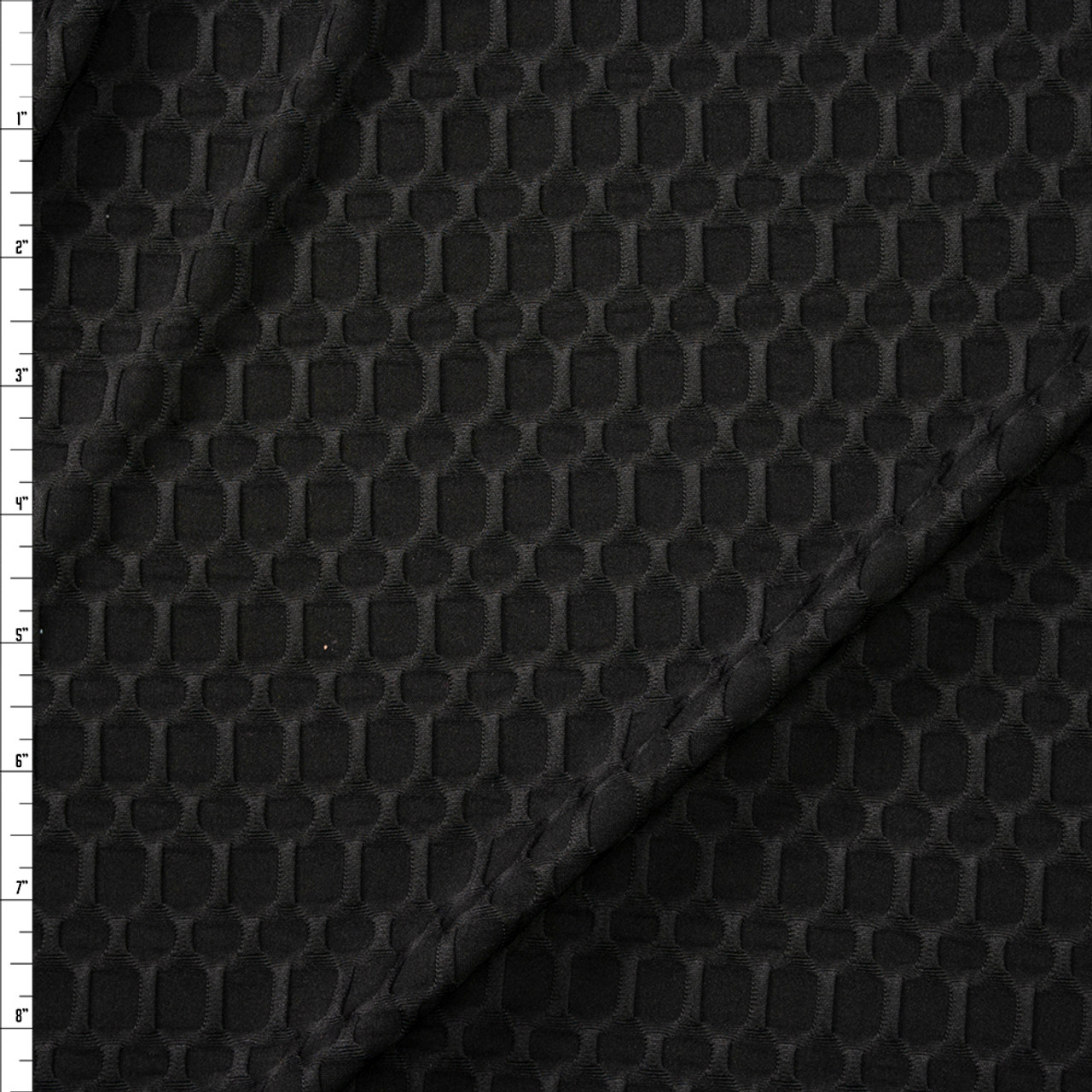 Cali Fabrics Black Honeycomb Textured Midweight Athletic Spandex Fabric by  the Yard