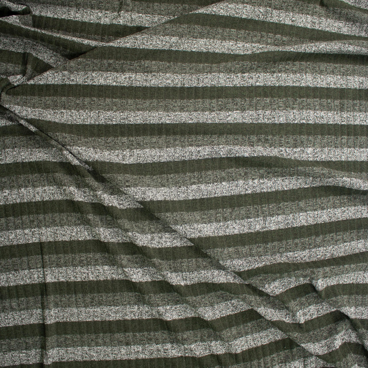 Green Horizontal Stripe Ribbed Sweater Knit
