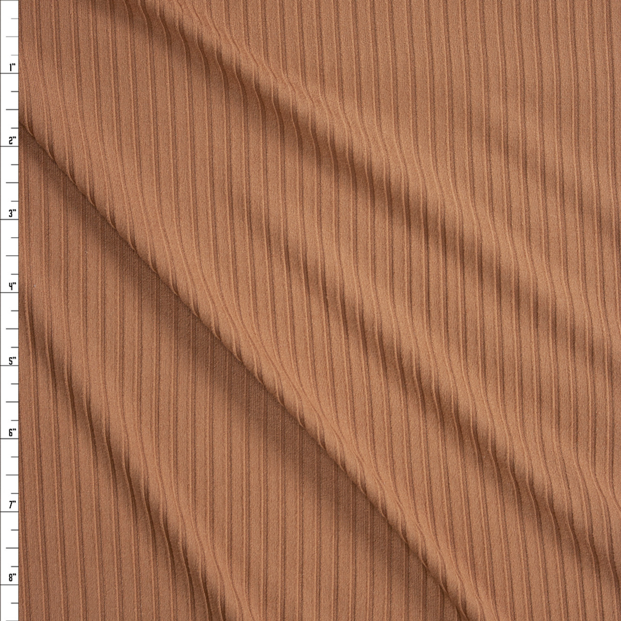 Cali Fabrics Light Tan Cotton/Modal Stretch Lightweight Rib Knit Fabric by  the Yard