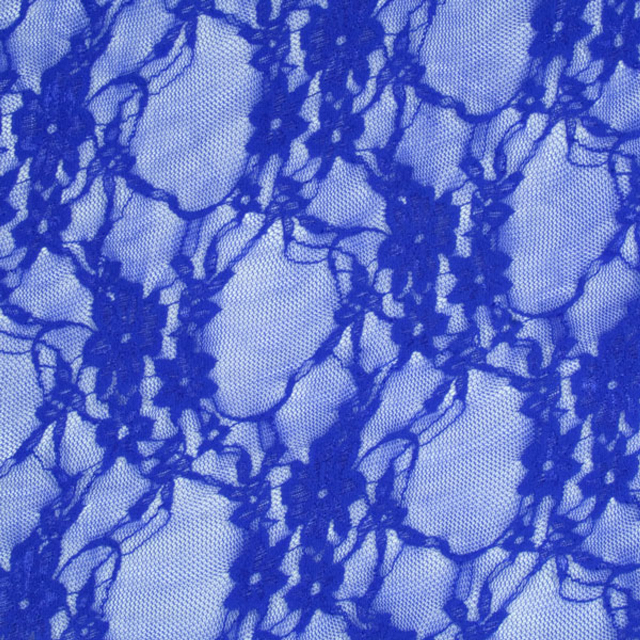 Cali Fabrics  Royal Blue Floral Stretch Lace
