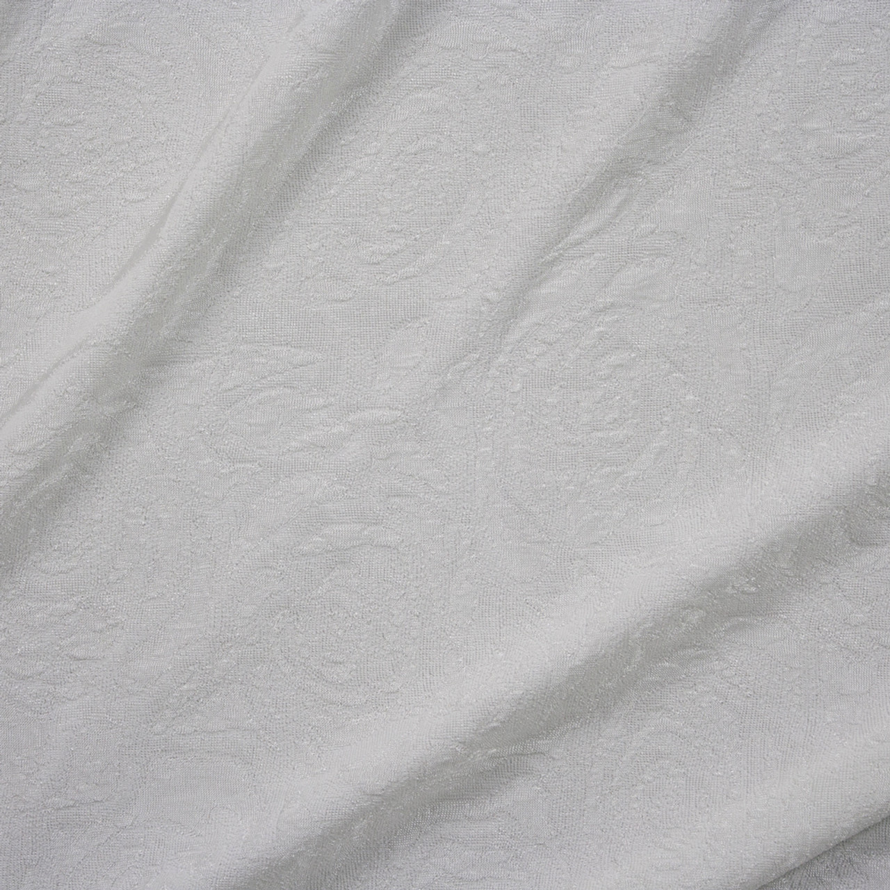 Cali Fabrics Warm White Floral Crepe Textured Double Knit Fabric