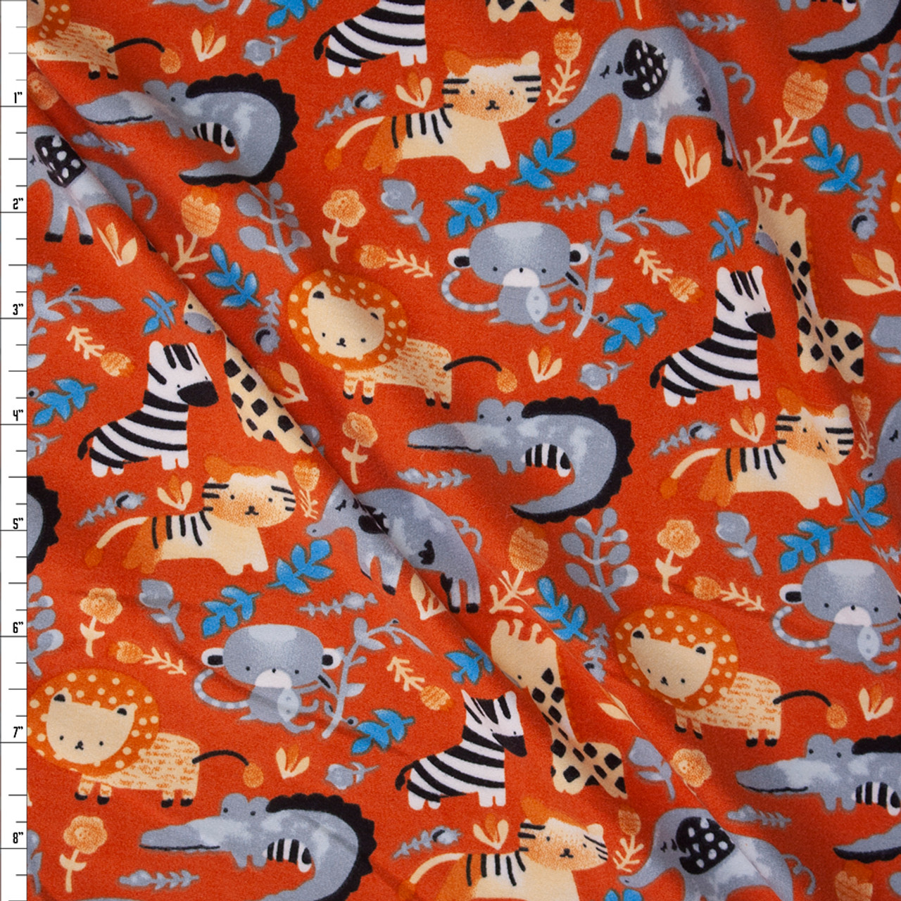 Cali Fabrics Zoo Animals on Clay Double Brushed Poly/Spandex