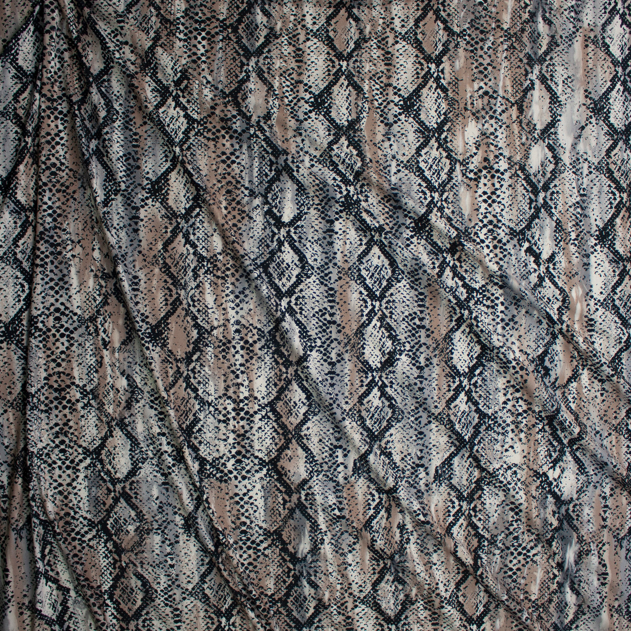 Cali Fabrics Black Snakeskin on Tan and Grey Vertical Streaks Double ...