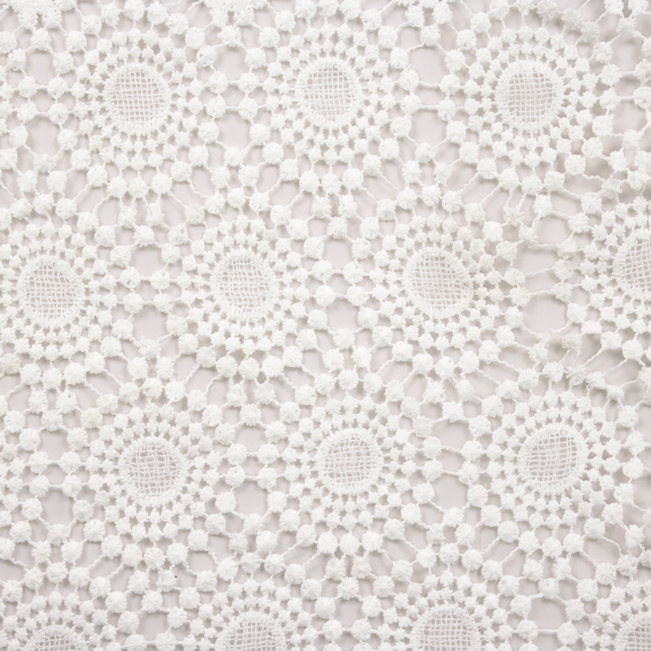 Cali Fabrics Warm White Medallion Pattern Stretch Lace Fabric by the Yard